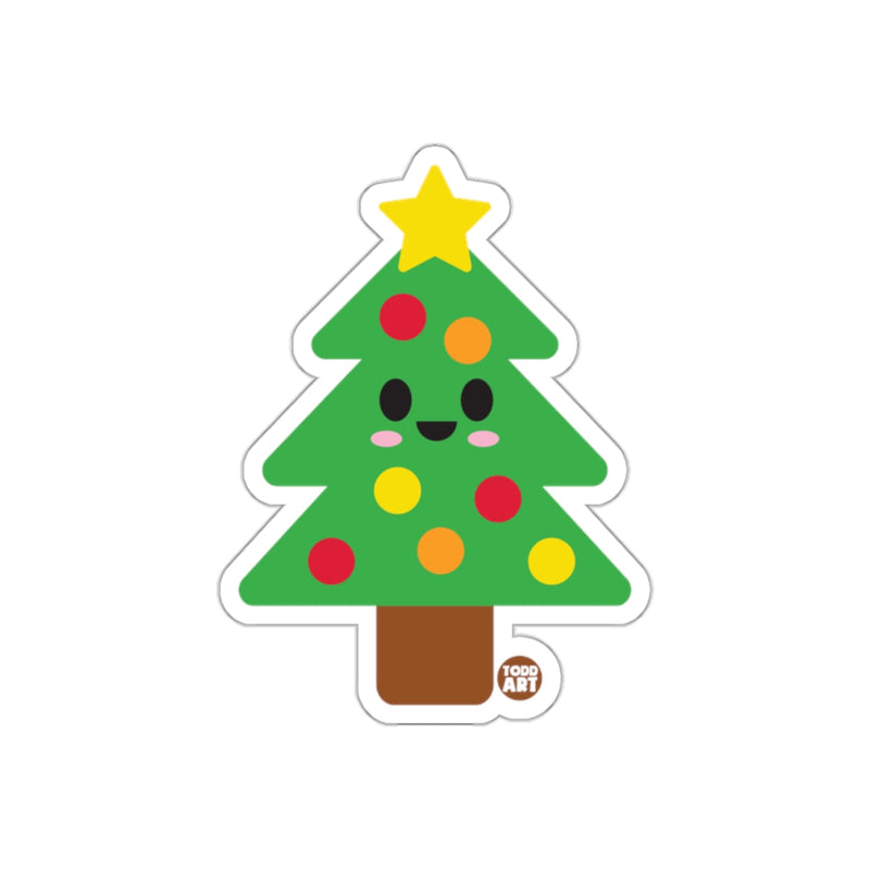 Load image into Gallery viewer, Cute Smiling Christmas Tree with Star Sticker
