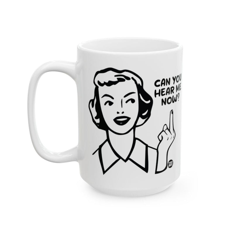 Load image into Gallery viewer, Can You Hear Me Now Mug with Retro Illustration
