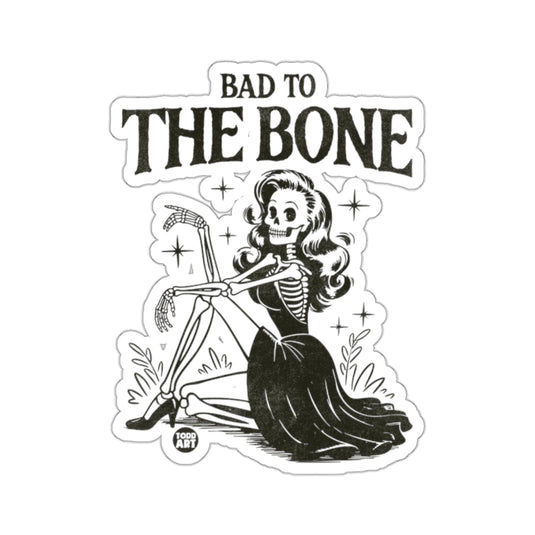 BAD TO THE BONE Skeleton Pinup Girl Artwork 
