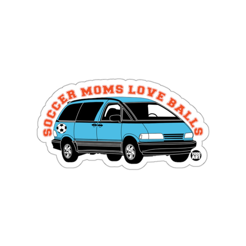 Load image into Gallery viewer, Soccer Moms Love Balls Blue Van Humor Sticker
