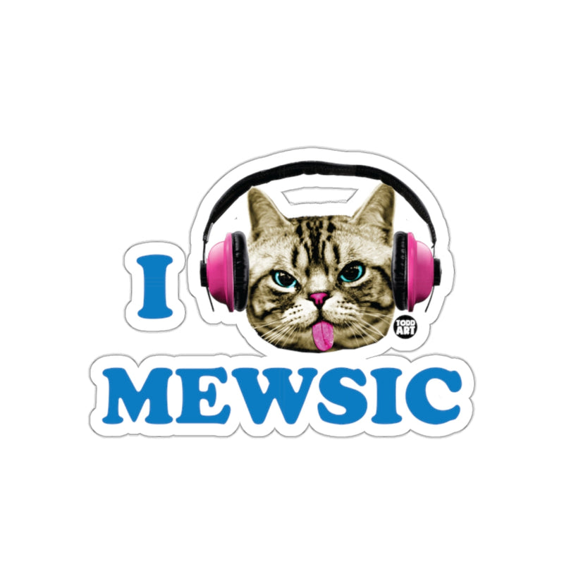 Load image into Gallery viewer, I Mewsic Sticker with Cat Wearing Headphones
