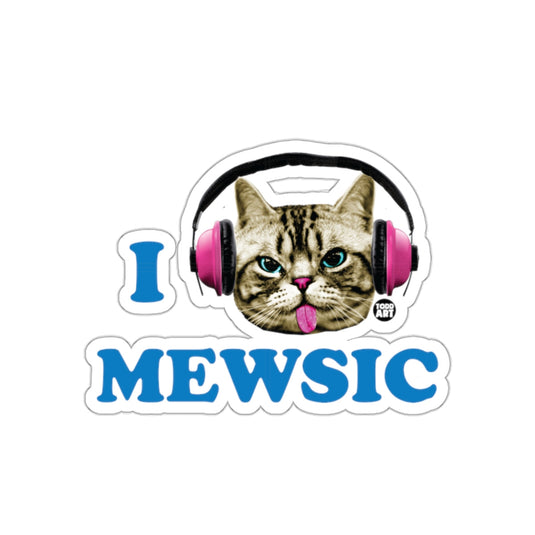 I Mewsic Sticker with Cat Wearing Headphones