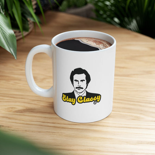 Stay Classy Mug with Illustration and Text Design