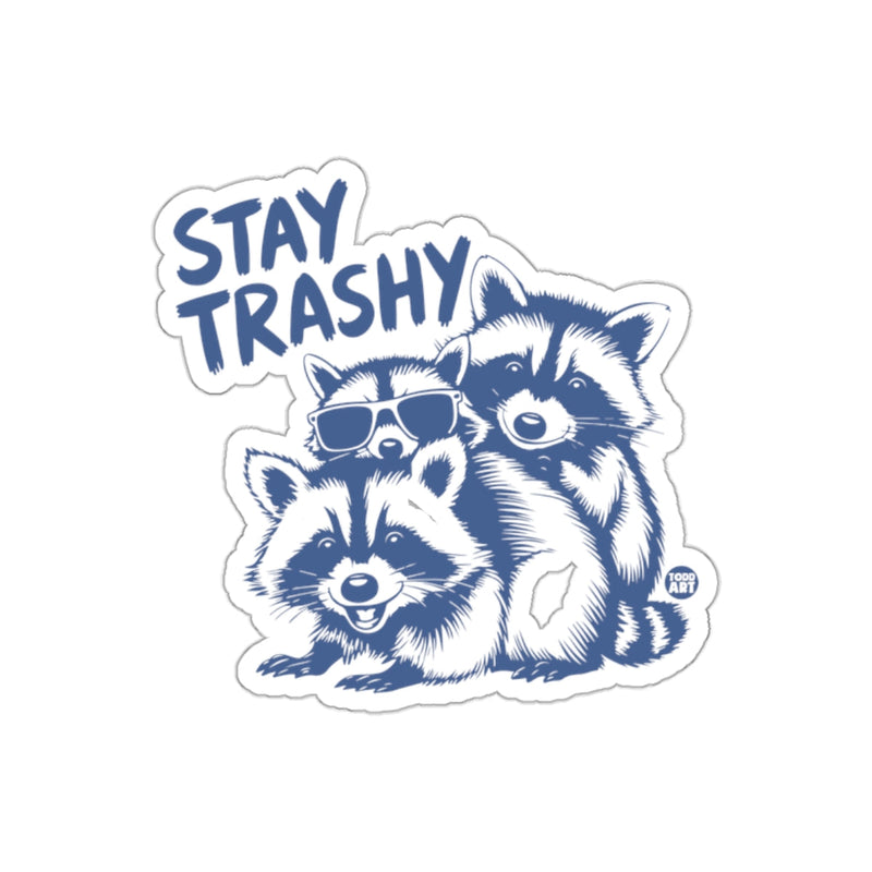 Load image into Gallery viewer, Stay Trashy Three Raccoons Illustration Design sticker
