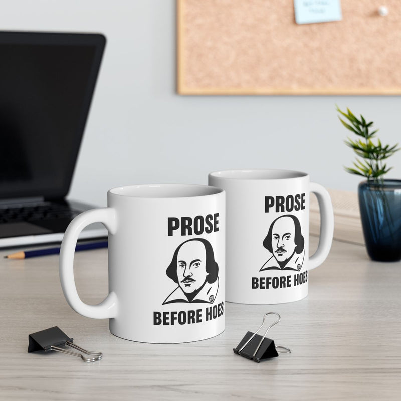 Load image into Gallery viewer, Prose Before Hoes Mugs featuring Shakespeare Design
