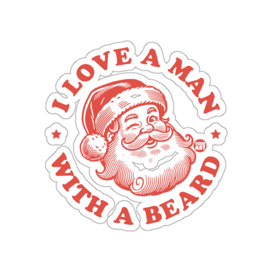 I Love a Man With a Beard Santa Sticker Product