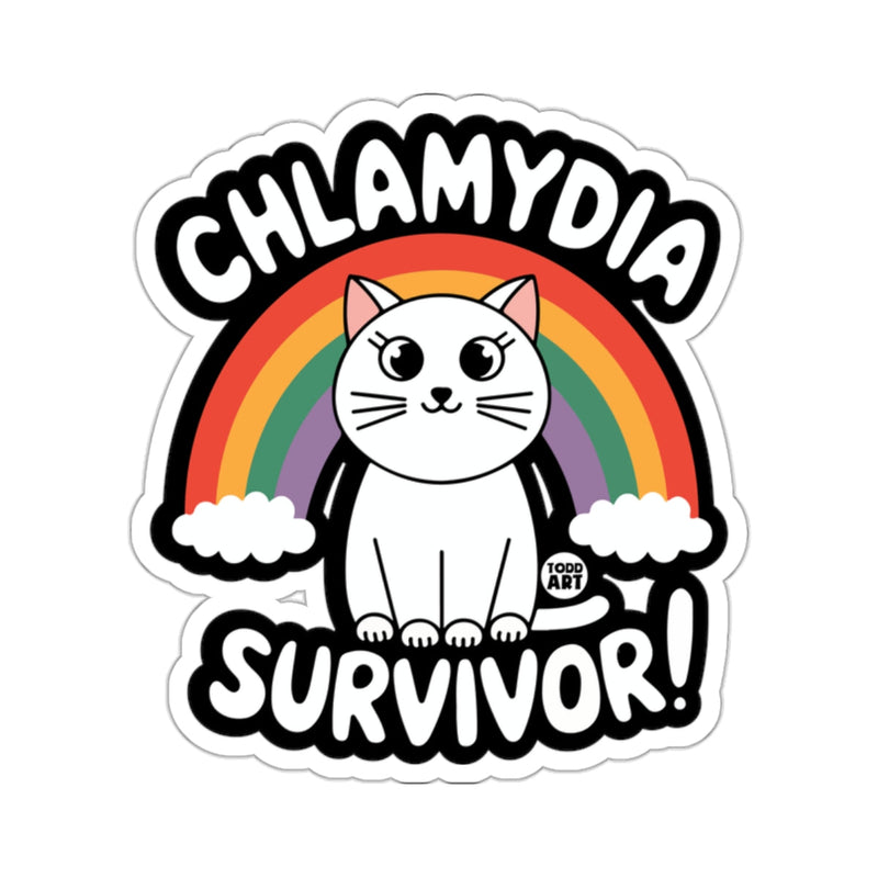 Load image into Gallery viewer, Chlamydia Survivor Rainbow Cat Sticker
