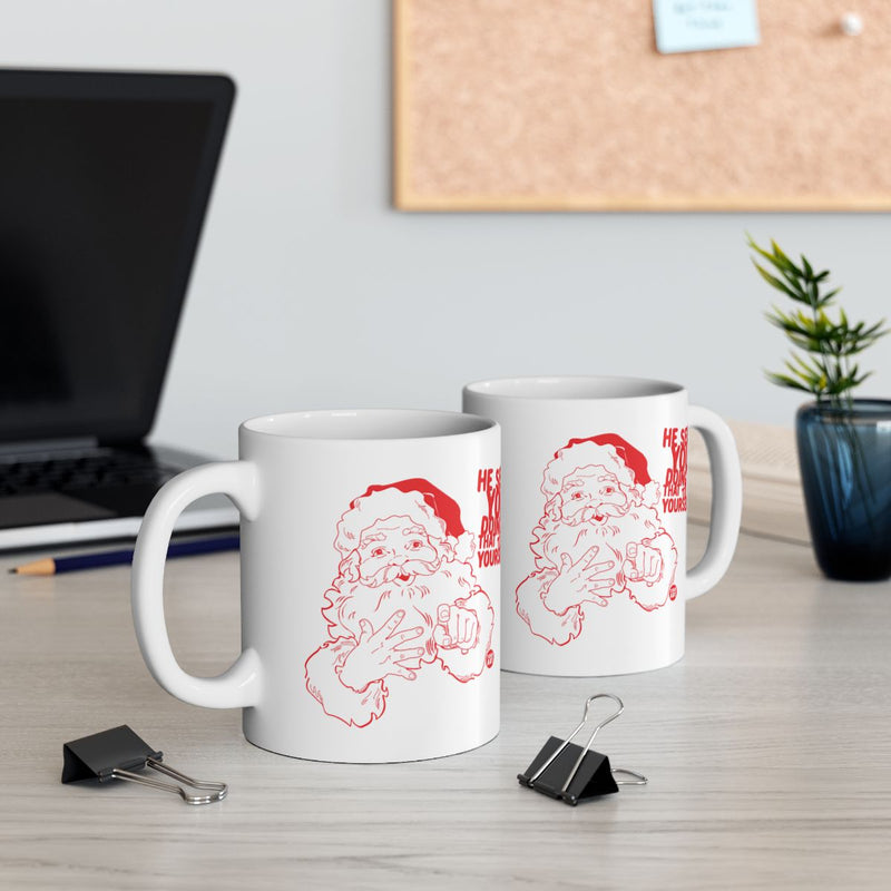 Load image into Gallery viewer, Santa Claus Mug with Funny Holiday Design for Christmas

