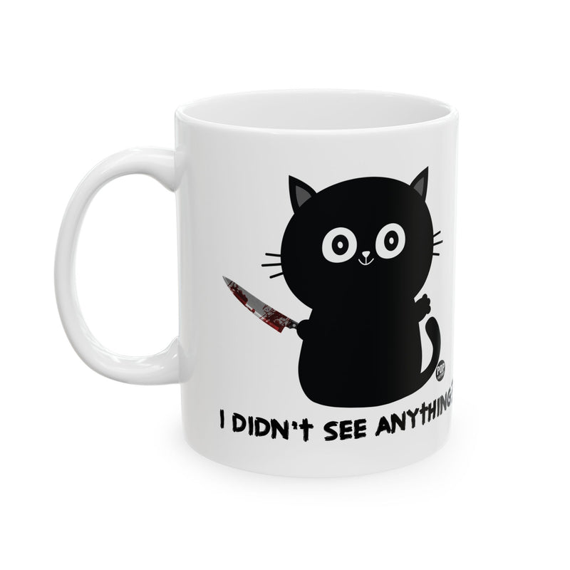 Load image into Gallery viewer, Didn&#39;t See Anything Cat Knife Mug
