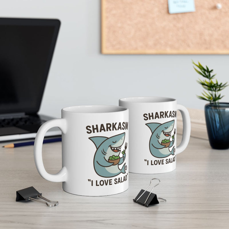 Load image into Gallery viewer, Sharkasm I Love Salad Shark Design Mug
