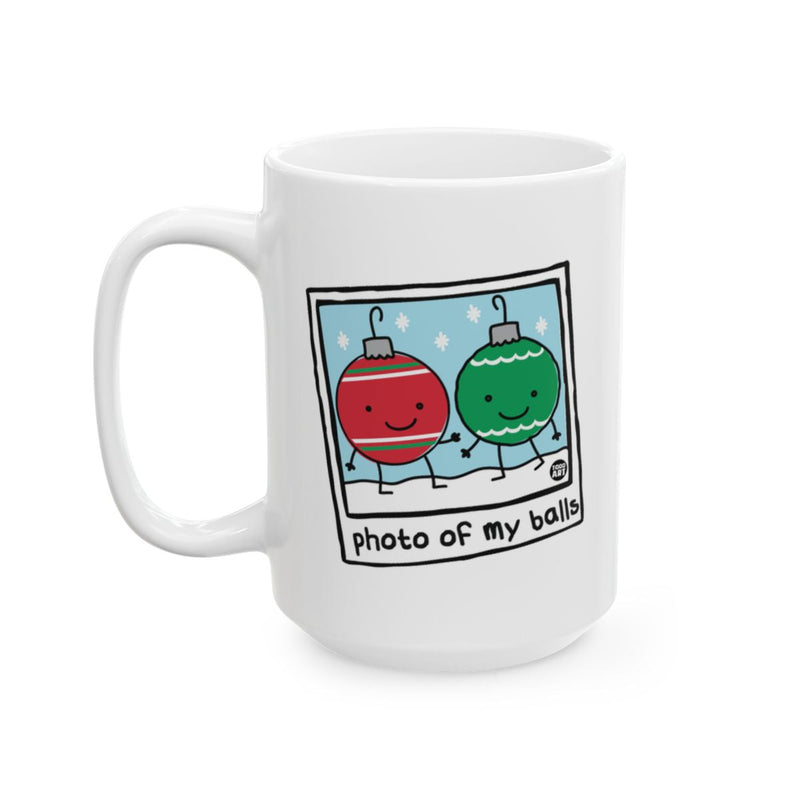 Load image into Gallery viewer, Holiday Mug with Funny Cartoon Ornament Design
