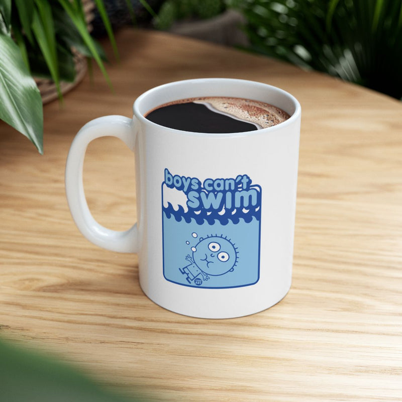 Load image into Gallery viewer, Boys Can't Swim Cute Cartoon Print Coffee Mug

