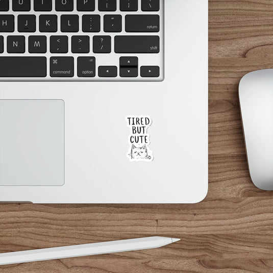 Tired But Cute Cat Design Laptop Sticker Decal