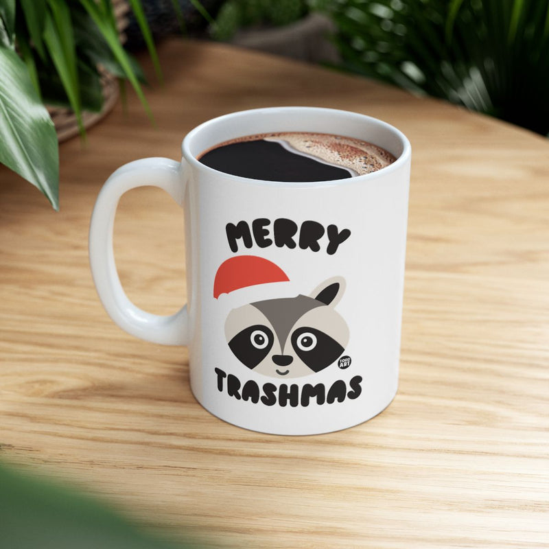 Load image into Gallery viewer, Merry Trashmas Santa Raccoon White Ceramic Mug
