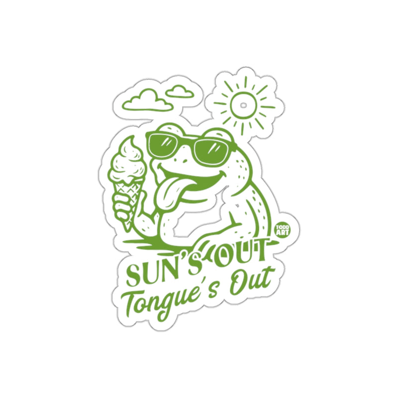 Load image into Gallery viewer, Sun's Out Tongue's Out Funny Frog Sticker Design
