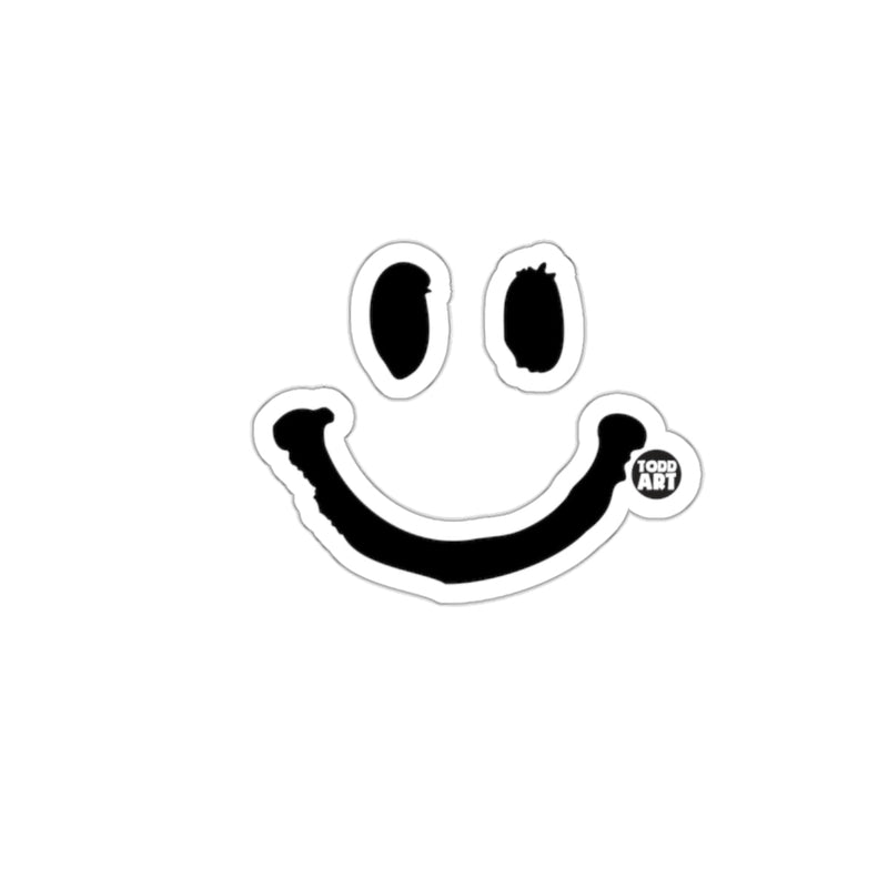 Load image into Gallery viewer, Black and White Smiley Face Sticker with Todd Art
