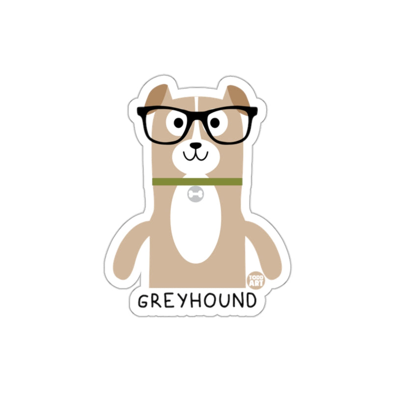 Load image into Gallery viewer, Cute Greyhound Dog with Glasses Funny Sticker Design
