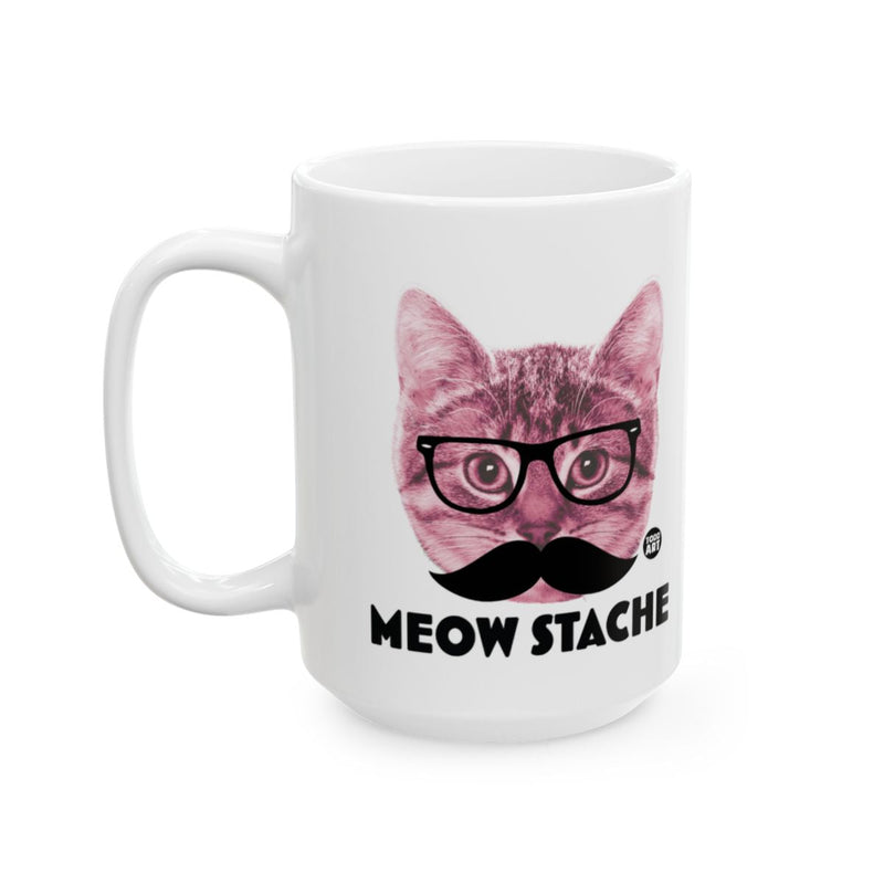 Load image into Gallery viewer, Cat with Glasses and Mustache Meow Stache Mug
