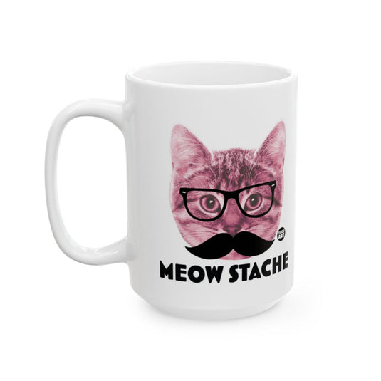 Cat with Glasses and Mustache Meow Stache Mug