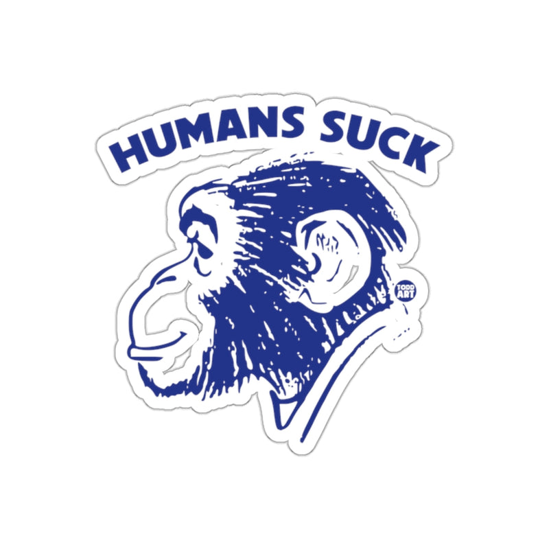 Load image into Gallery viewer, Humans Suck Ape Illustration Sticker With Bold Text
