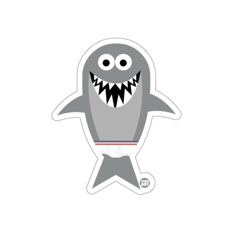 Load image into Gallery viewer, Smiling Shark with Boxer Shorts Sticker Fun Design
