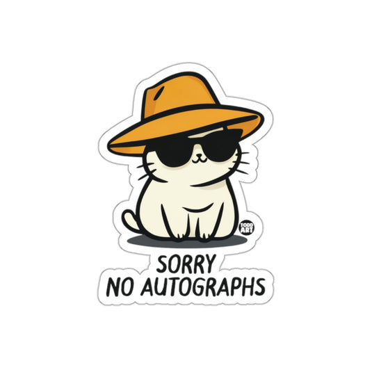 Sorry No Autographs Cute Cat Wearing Hat Sticker