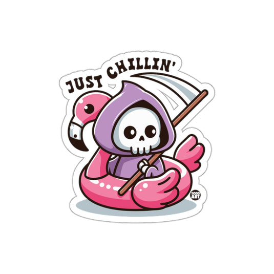 Just Chillin Grim Reaper On Flamingo Pool Float sticker