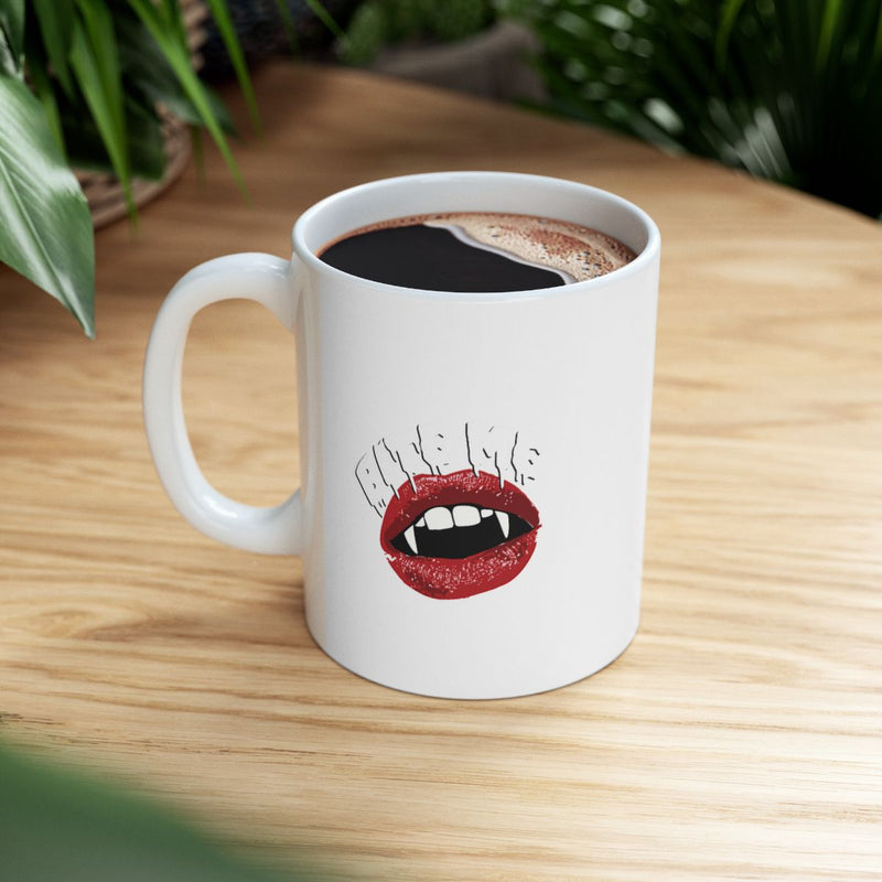 Load image into Gallery viewer, Quirky White Mug with Red Lips and Teeth Design Mug
