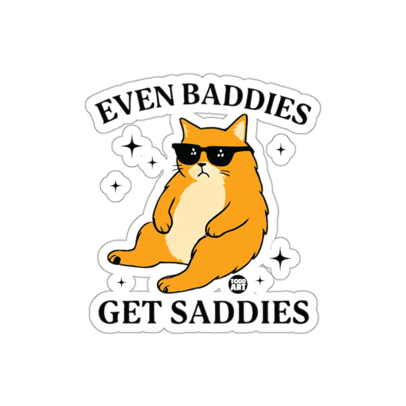Load image into Gallery viewer, Even Baddies Get Saddies Cute Cat Sunglasses Funny sticker

