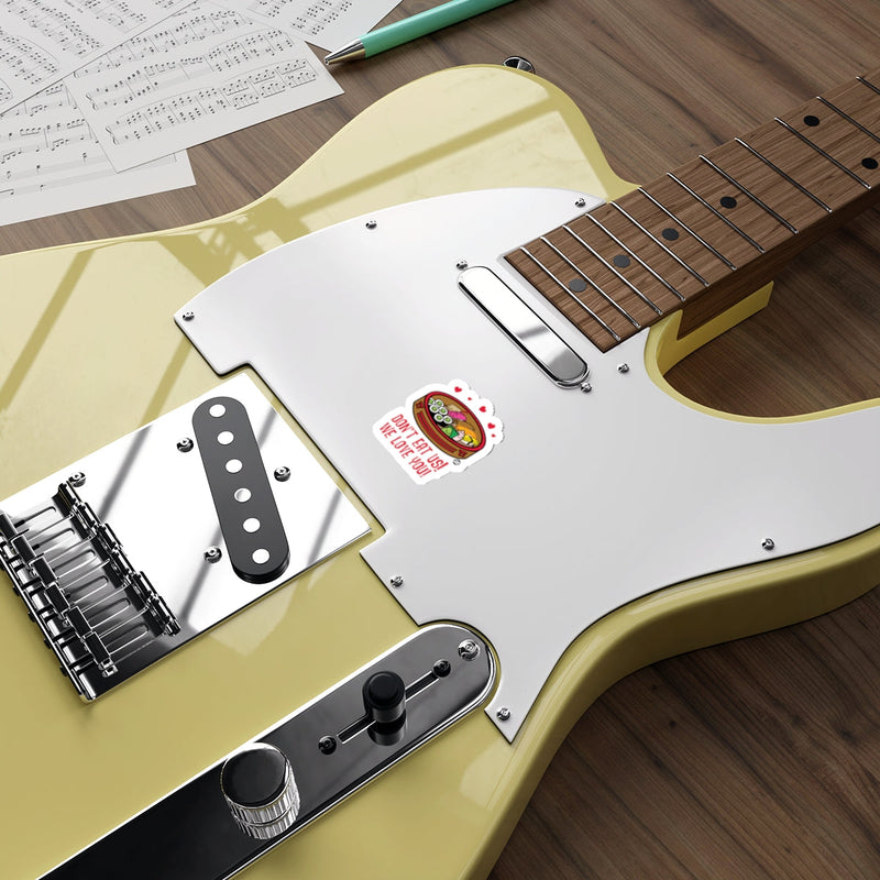 Load image into Gallery viewer, Electric Guitar with Sticker and Sheet Music Surrounding
