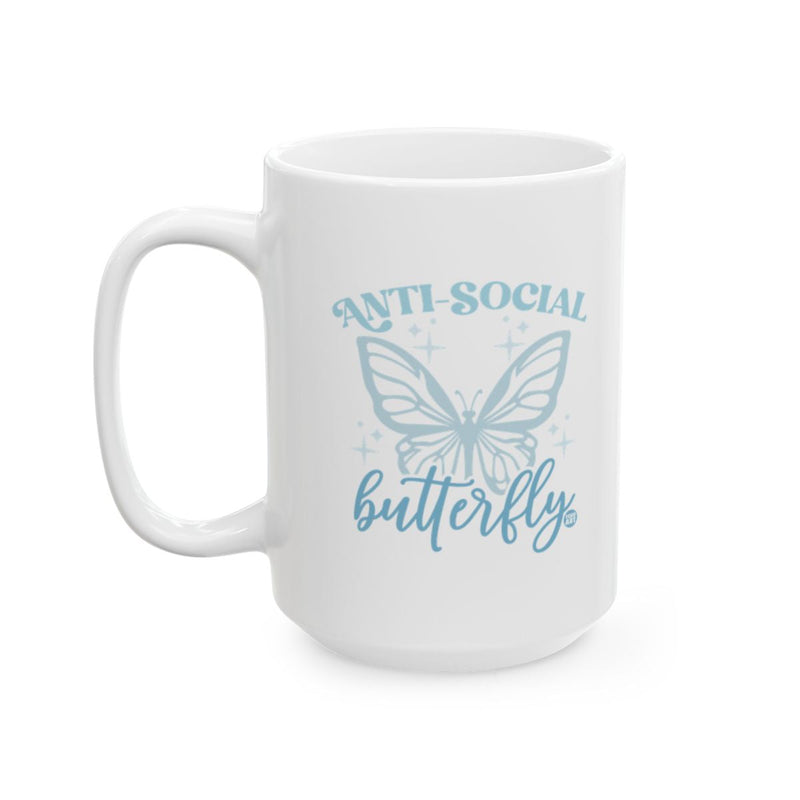 Load image into Gallery viewer, Anti-Social Butterfly Printed Coffee Mug with Butterfly Design
