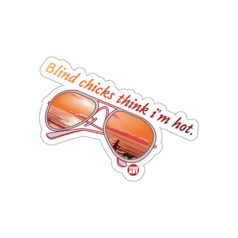 Load image into Gallery viewer, Blind Chicks Think I'm Hot Sunglasses Sticker
