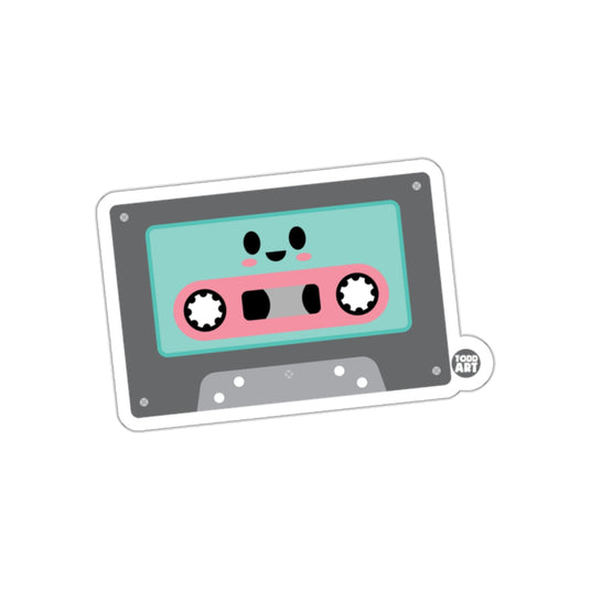 Cute Smiling Cassette Tape Sticker for Music Enthusiasts