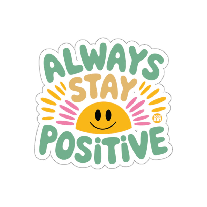 Load image into Gallery viewer, Always Stay Positive Smiley Sun Motivational Sticker
