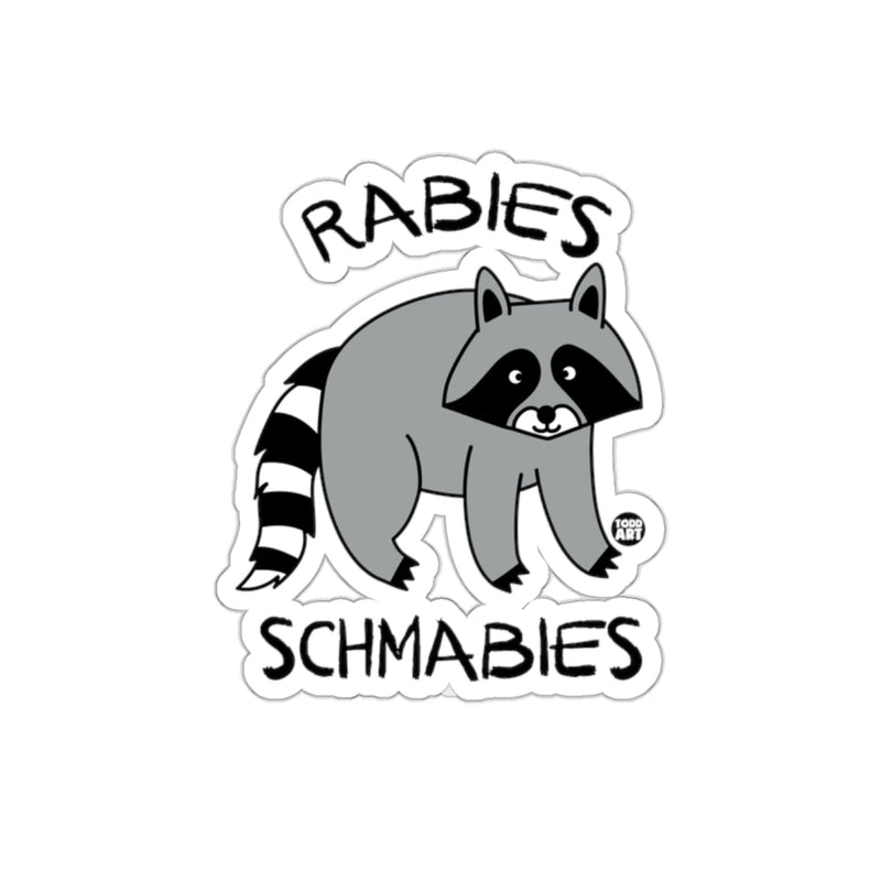 Load image into Gallery viewer, Rabies Schabies Funny Cartoon Raccoon Design sticker
