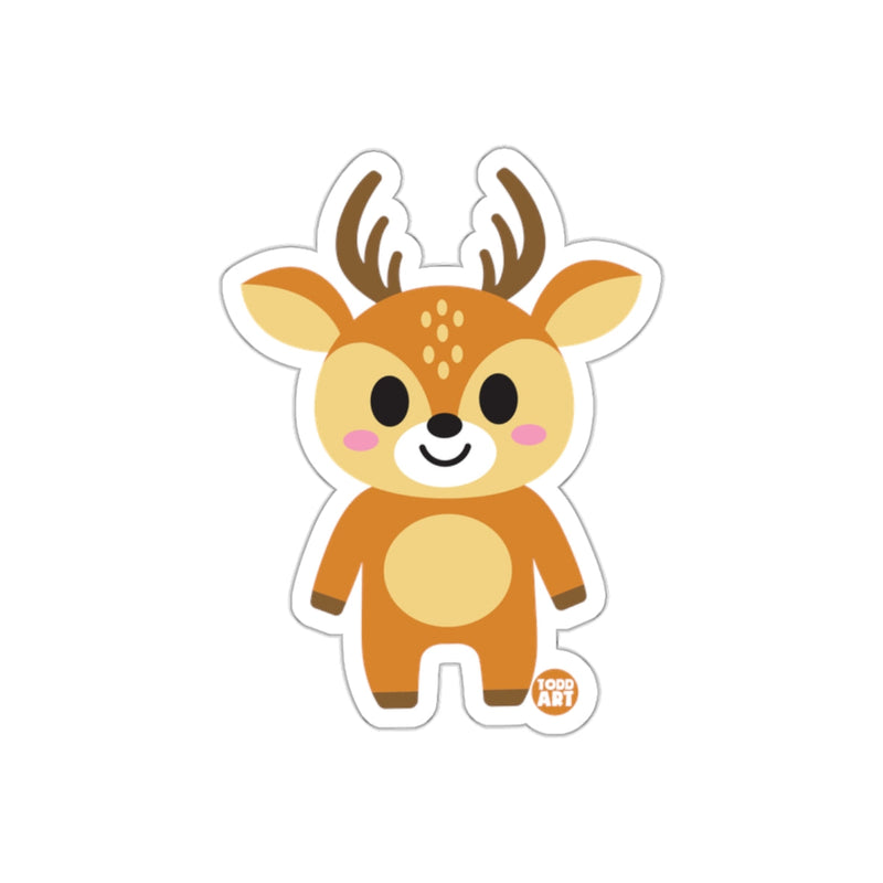 Load image into Gallery viewer, Cute Smiling Deer Illustration Todd Art Sticker
