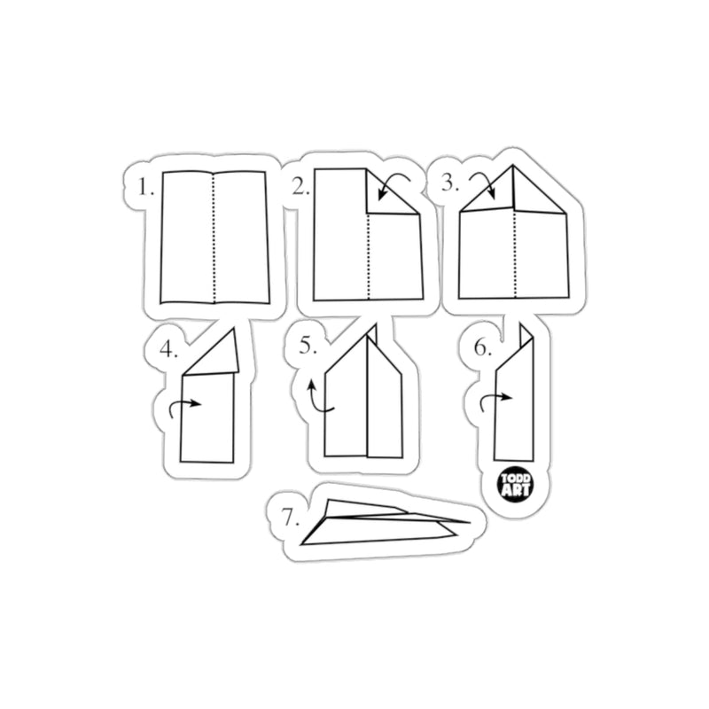 Load image into Gallery viewer, Step by Step Paper Airplane Diagram Sticker
