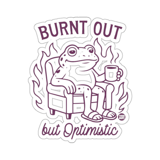 Burnt Out but Optimistic Frog in Chair with Mug 