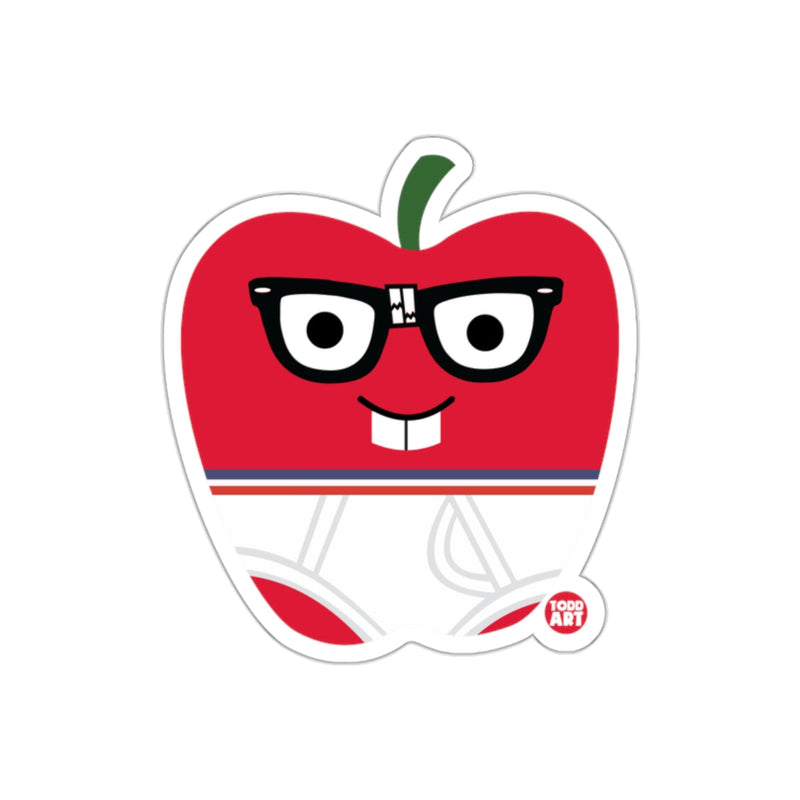 Load image into Gallery viewer, Cute Nerdy Cartoon Apple with Glasses Sticker

