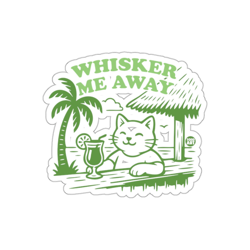 Load image into Gallery viewer, Whisker Me Away Cute Cat and Palm Tree Design Sticker
