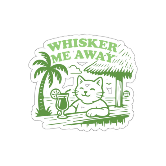 Whisker Me Away Cute Cat and Palm Tree Design Sticker