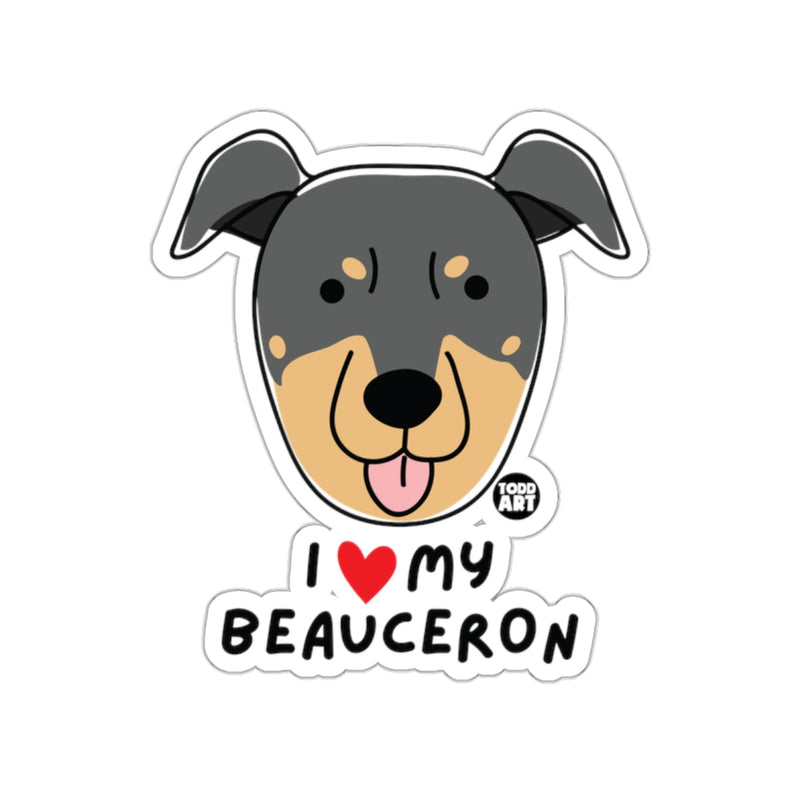 Load image into Gallery viewer, I Love My Beauceron Cute Dog Head Sticker Product
