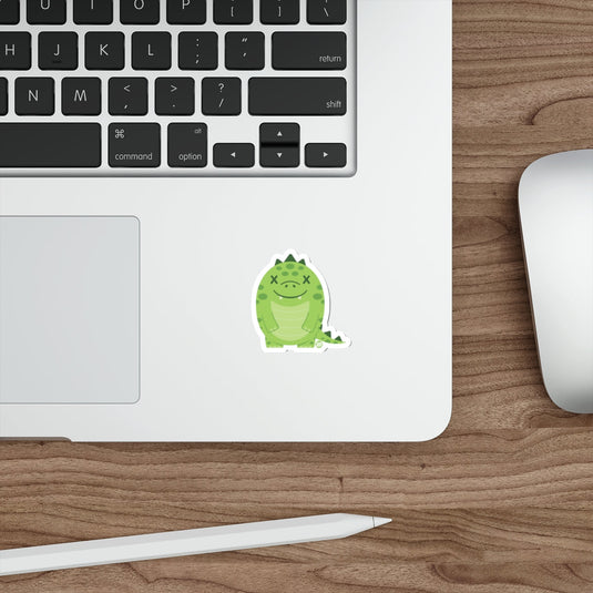Cute Green Dinosaur Laptop Sticker for Fun Office Decor
