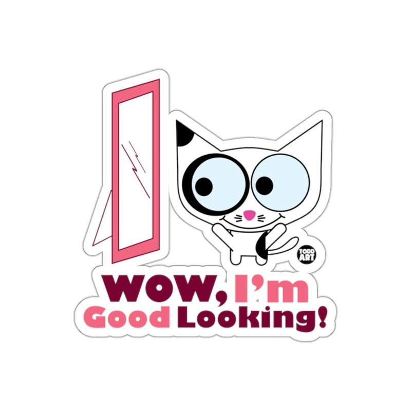 Load image into Gallery viewer, Wow I'm Good Looking Cute Cat Mirror Sticker
