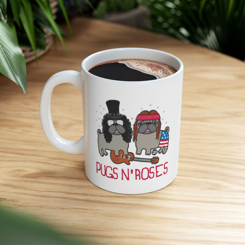 Load image into Gallery viewer, Pugs N Roses Design Fun Novelty Coffee Mug Product
