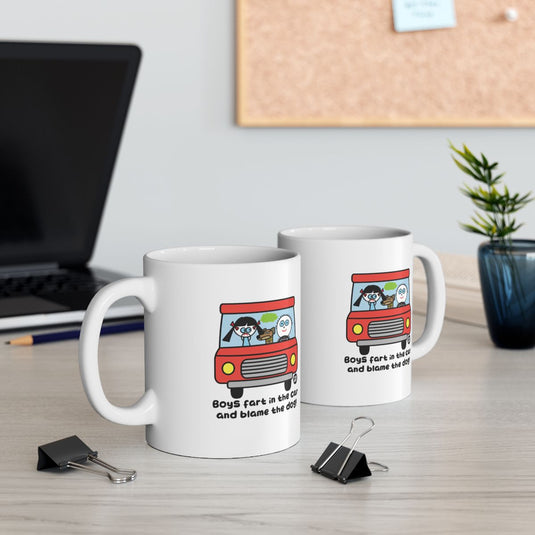 Boys Fart in the Car and Blame the Dog Mug