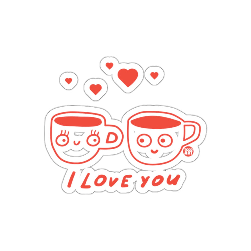 Load image into Gallery viewer, Cute Smiling Cups with Hearts I Love You Sticker
