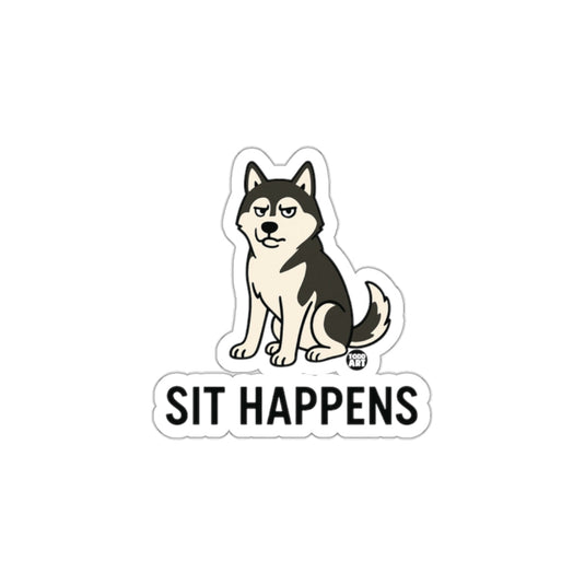 Sit Happens Funny Husky Dog Sticker Product