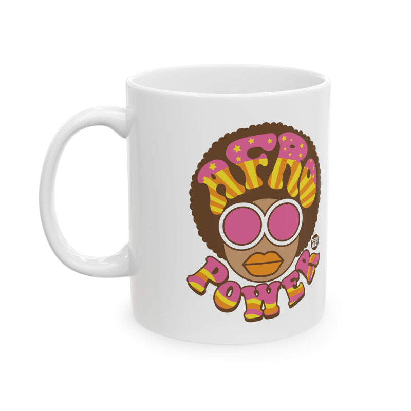 Load image into Gallery viewer, Afro Power 11oz White Mug, Retro Afro Mugs, Cool Afro Mug
