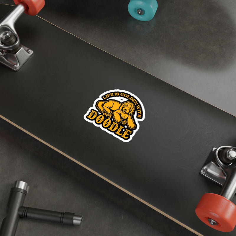 Load image into Gallery viewer, Life is Golden with Doodle Sticker for Skateboards
